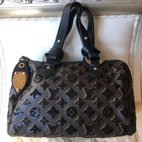 Louis Vuitton Black Sequin Monogram Speedy Eclipse - Picture 1 of 14